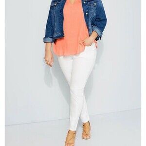 Michael Kors Selma Skinny Jeans Women Plus Sz 18W White Minimalist Comfy Casual